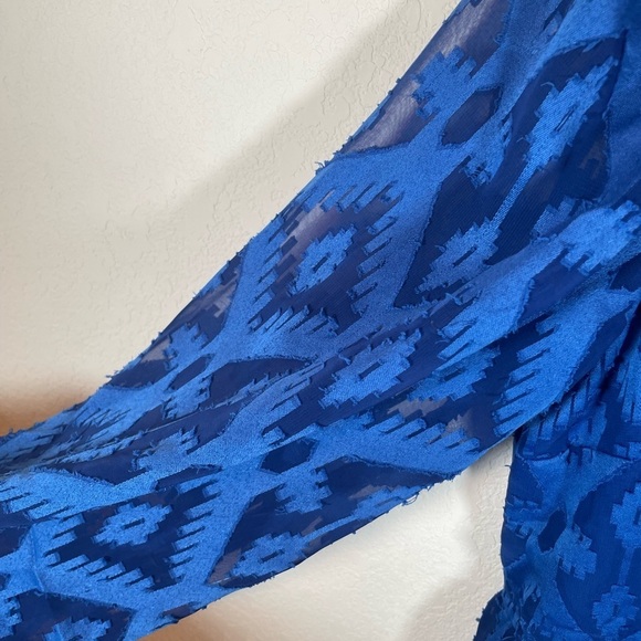 Wrangler Retro Print Western Long Sleeve Blue Dress - Picture 5 of 6